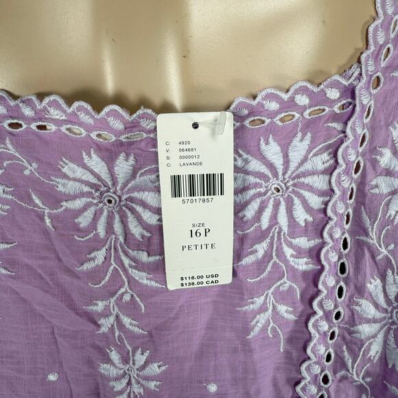 NEW Maeve Women's Shirt 16P Peasant Top Shirt Floral Embroidered Cotton Boho N5 - Picture 4 of 7